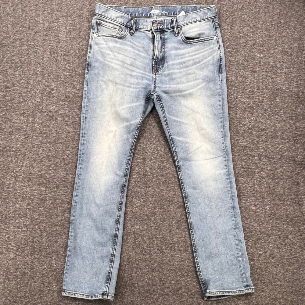 Old Navy Mens Slim Built-In Tough Light Wash Denim Jeans Blue 33
